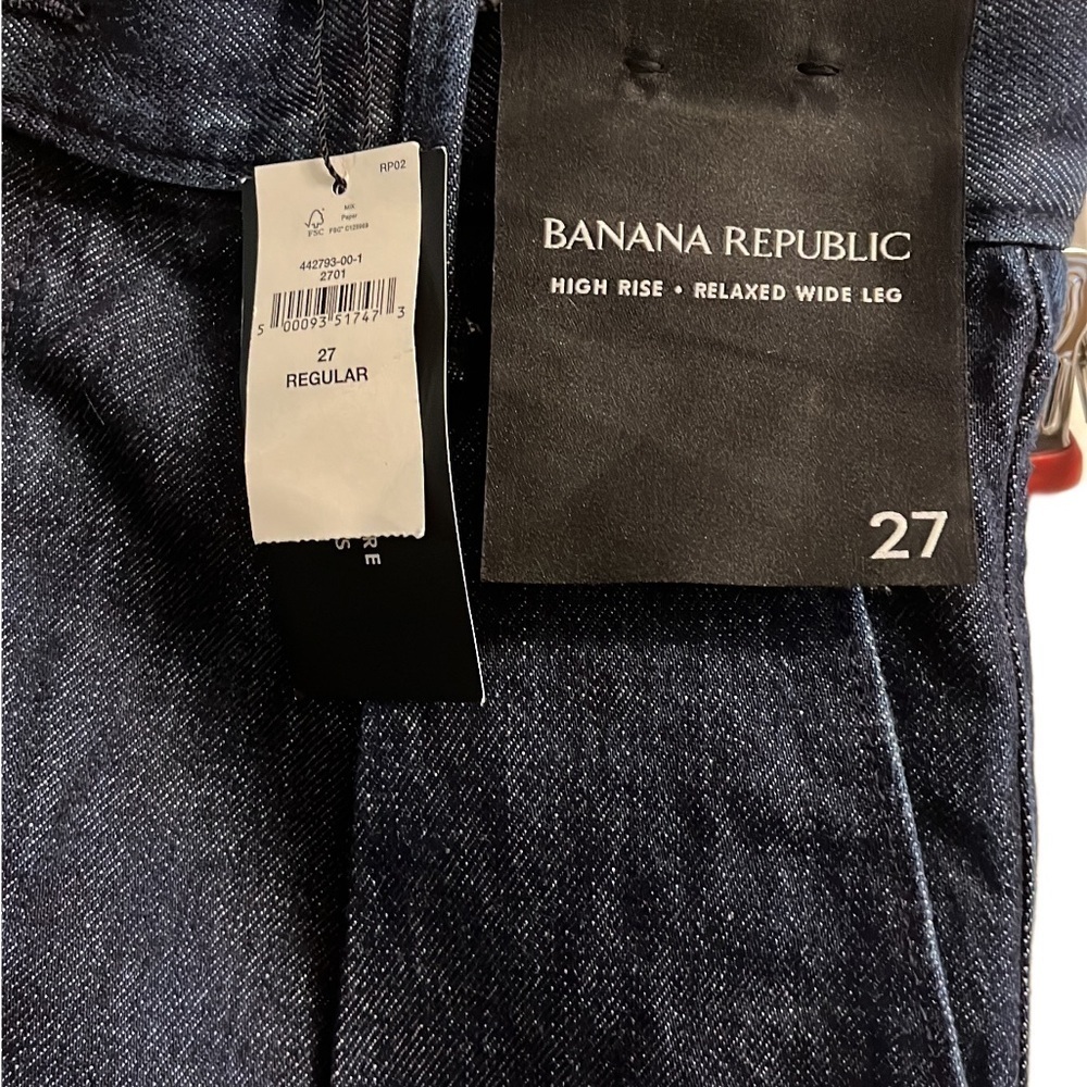 Women’s High Rise Relaxed Wide Leg Dark Denim NWT Size 27R - Picture 3 of 3